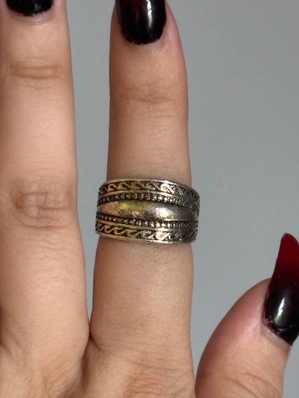 Silver Statement Ring Size 7 - Wide Band